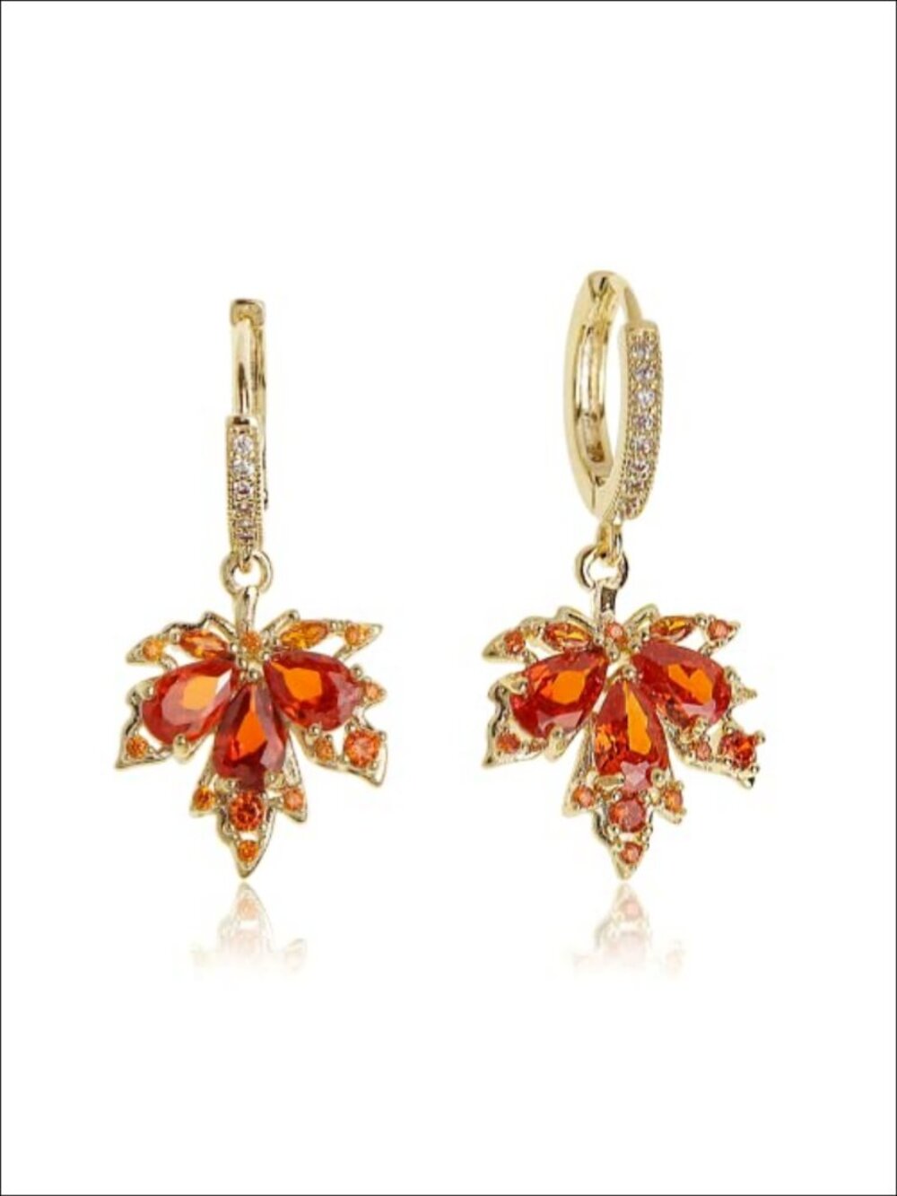 Gold Plated Small Hoop Dangle Earrings with Cubic Zirconia for Women Prom